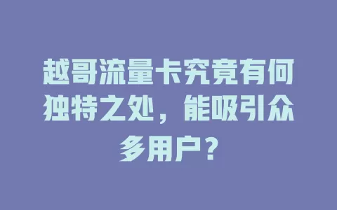 越哥流量卡究竟有何独特之处，能吸引众多用户？