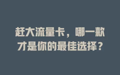 赶大流量卡，哪一款才是你的最佳选择？