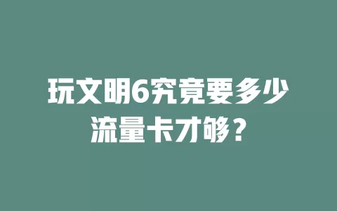 玩文明6究竟要多少流量卡才够？