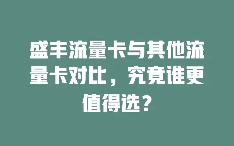 盛丰流量卡与其他流量卡对比，究竟谁更值得选？