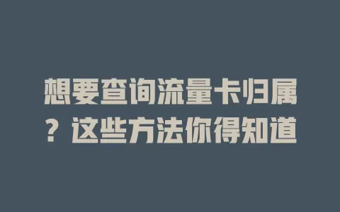 想要查询流量卡归属？这些方法你得知道