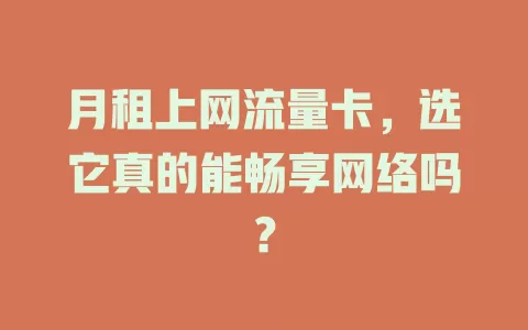 月租上网流量卡，选它真的能畅享网络吗？
