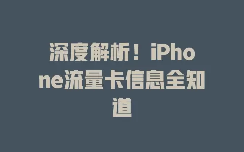 深度解析！iPhone流量卡信息全知道