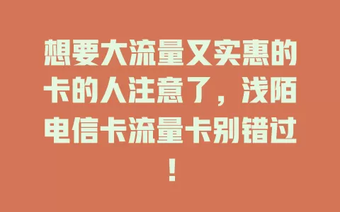 想要大流量又实惠的卡的人注意了，浅陌电信卡流量卡别错过！