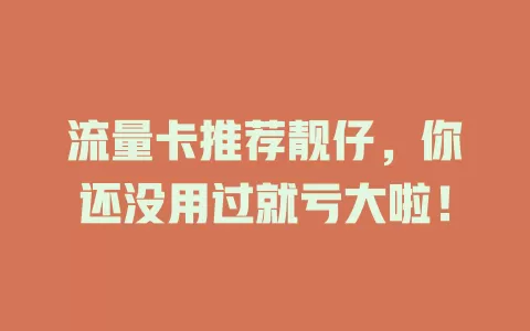 流量卡推荐靓仔，你还没用过就亏大啦！