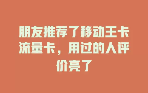 朋友推荐了移动王卡流量卡，用过的人评价亮了