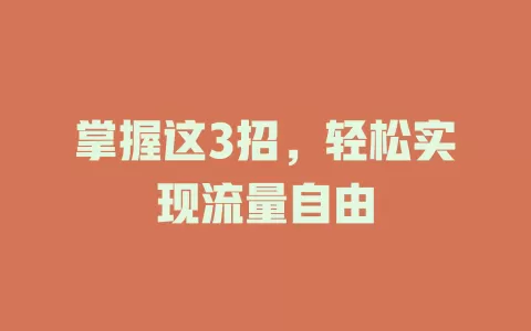 掌握这3招，轻松实现流量自由