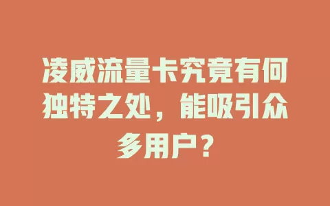 凌威流量卡究竟有何独特之处，能吸引众多用户？