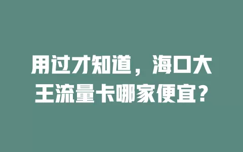 用过才知道,海口大王流量卡哪家便宜?