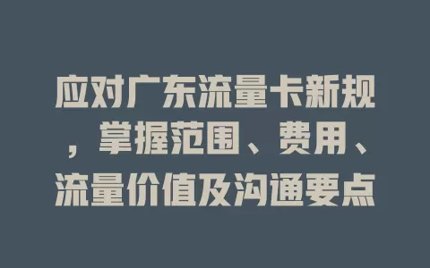 应对广东流量卡新规，掌握范围、费用、流量价值及沟通要点