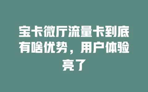 宝卡微厅流量卡到底有啥优势，用户体验亮了