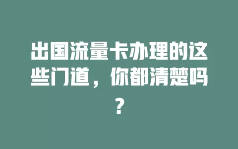 出国流量卡办理的这些门道，你都清楚吗？