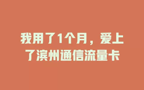 我用了1个月，爱上了滨州通信流量卡