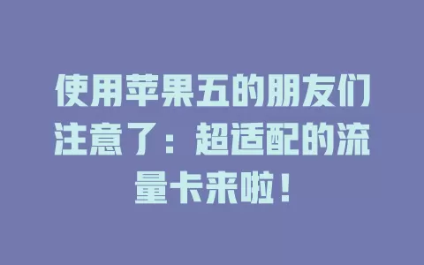 使用苹果五的朋友们注意了：超适配的流量卡来啦！