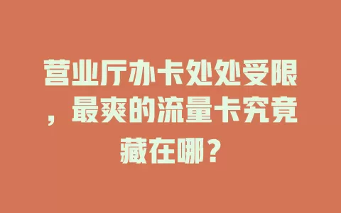 营业厅办卡处处受限，最爽的流量卡究竟藏在哪？