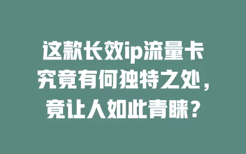这款长效ip流量卡究竟有何独特之处，竟让人如此青睐？
