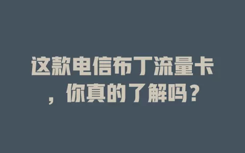这款电信布丁流量卡，你真的了解吗？