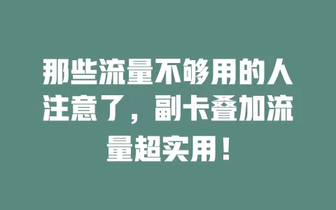 那些流量不够用的人注意了，副卡叠加流量超实用！