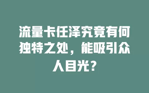 流量卡任泽究竟有何独特之处，能吸引众人目光？