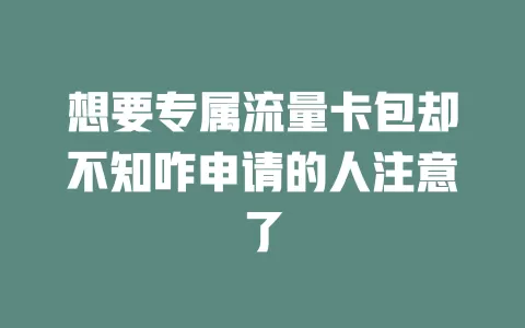 想要专属流量卡包却不知咋申请的人注意了