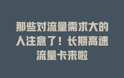 那些对流量需求大的人注意了！长期高速流量卡来啦
