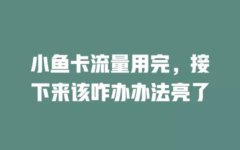 小鱼卡流量用完，接下来该咋办办法亮了