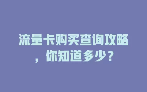 流量卡购买查询攻略，你知道多少？