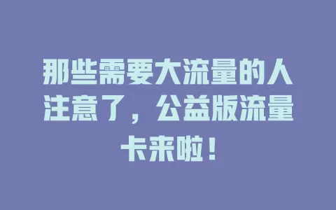那些需要大流量的人注意了，公益版流量卡来啦！