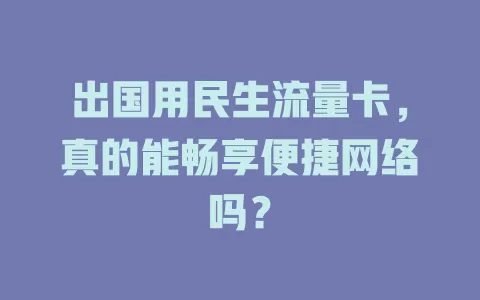 出国用民生流量卡，真的能畅享便捷网络吗？