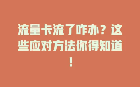 流量卡流了咋办？这些应对方法你得知道！