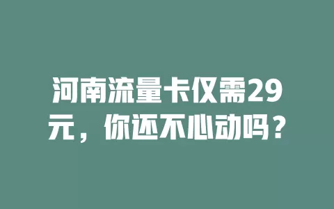 河南流量卡仅需29元，你还不心动吗？
