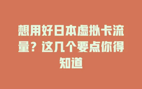 想用好日本虚拟卡流量？这几个要点你得知道
