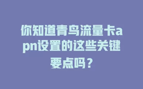 你知道青鸟流量卡apn设置的这些关键要点吗？