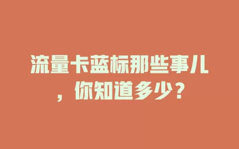 流量卡蓝标那些事儿，你知道多少？