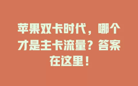 苹果双卡时代，哪个才是主卡流量？答案在这里！