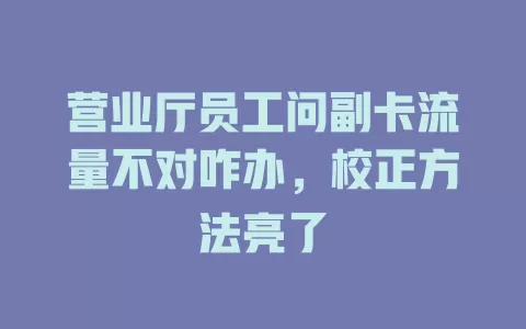 营业厅员工问副卡流量不对咋办，校正方法亮了