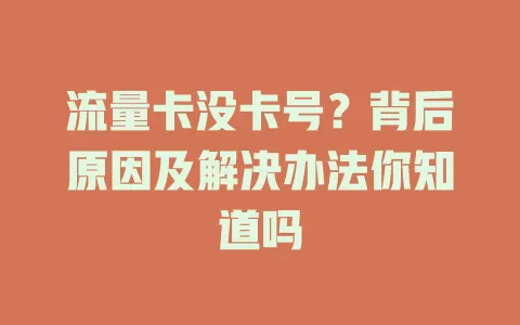流量卡没卡号？背后原因及解决办法你知道吗