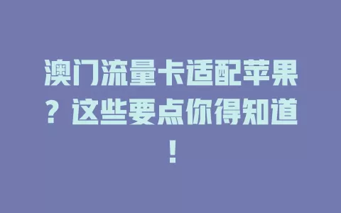 澳门流量卡适配苹果？这些要点你得知道！