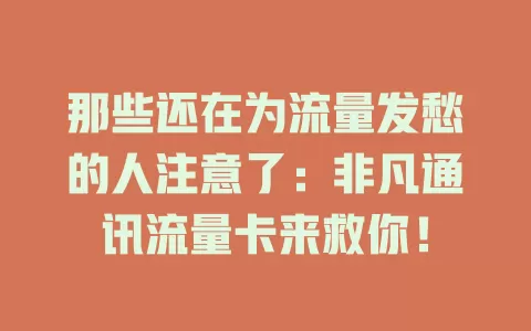 那些还在为流量发愁的人注意了：非凡通讯流量卡来救你！
