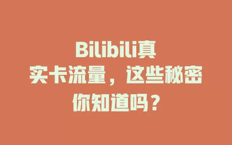 Bilibili真实卡流量，这些秘密你知道吗？
