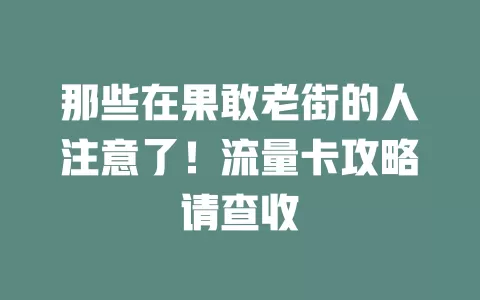 那些在果敢老街的人注意了！流量卡攻略请查收