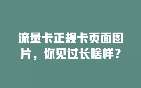 流量卡正规卡页面图片，你见过长啥样？