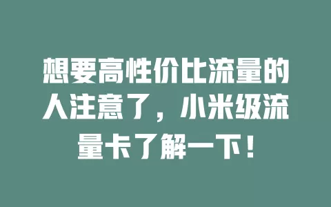想要高性价比流量的人注意了，小米级流量卡了解一下！