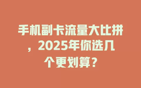 手机副卡流量大比拼，2025年你选几个更划算？