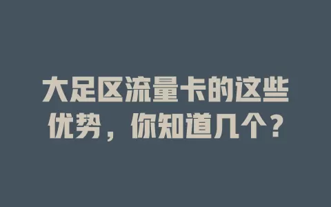 大足区流量卡的这些优势，你知道几个？