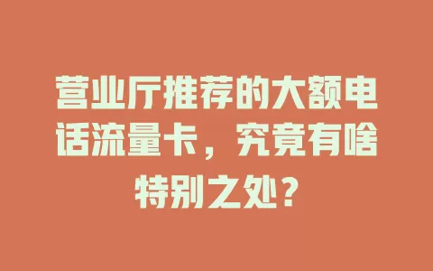 营业厅推荐的大额电话流量卡，究竟有啥特别之处？