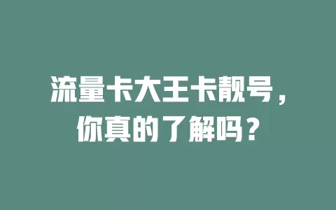 流量卡大王卡靓号，你真的了解吗？