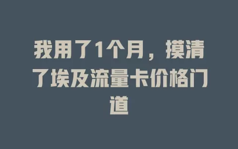我用了1个月，摸清了埃及流量卡价格门道