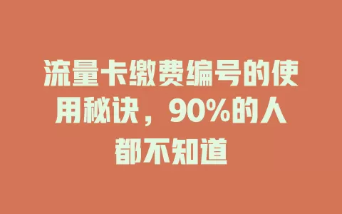 流量卡缴费编号的使用秘诀，90%的人都不知道