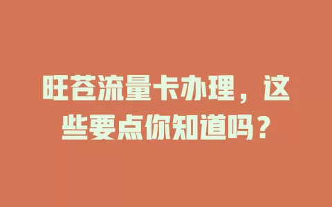 旺苍流量卡办理，这些要点你知道吗？